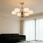 LIVARA 54W Design Wood & Iron Modern Lamp Ceiling Dimmable Three-Color Light Pendant LED 6-Head Cloud Cotton