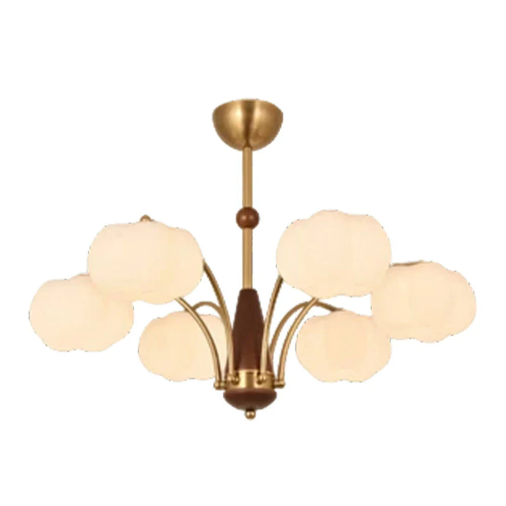 LIVARA 54W Design Wood & Iron Modern Lamp Ceiling Dimmable Three-Color Light Pendant LED 6-Head Cloud Cotton