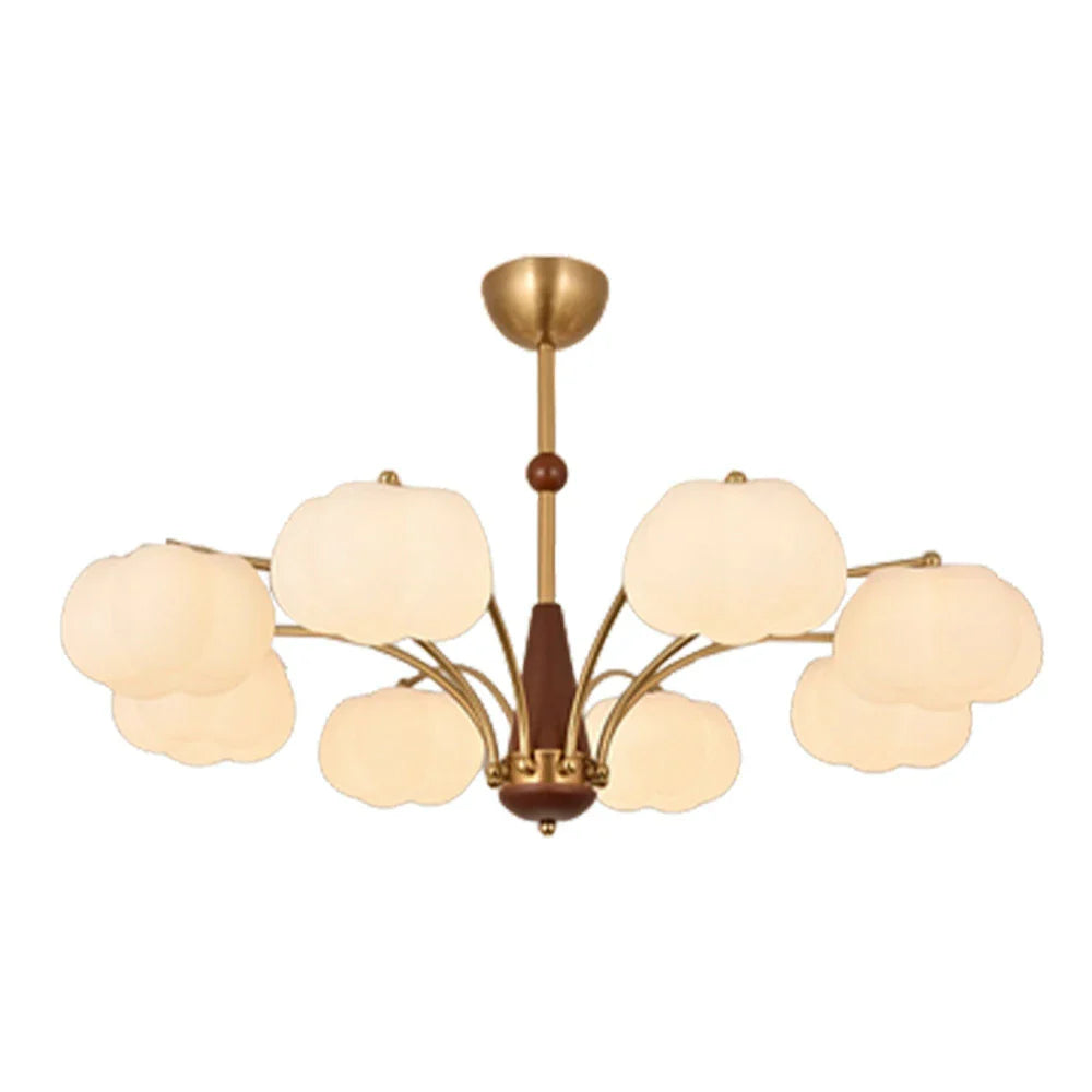 LIVARA 72W Design Wood & Iron Modern Lamp Ceiling Dimmable Three-Color Light Pendant LED 8-Head Cloud Cotton