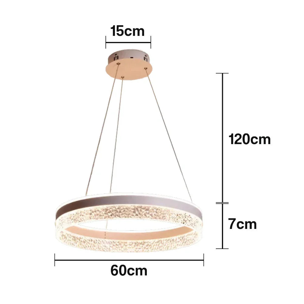 LIVARA 50/60cm Pendant Light Diamond Acrylic LED Ceiling Lamp Three-Color Dimmable Modern Design - 57W/68W Energy Efficient & Durable - White