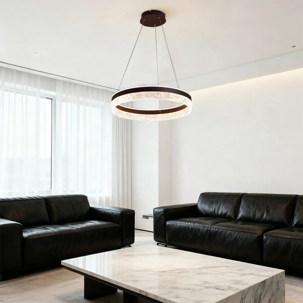 LIVARA 50/60cm Pendant Light Diamond Acrylic LED Ceiling Lamp Three-Color Dimmable Modern Design - 57W/68W Energy Efficient & Durable - Black