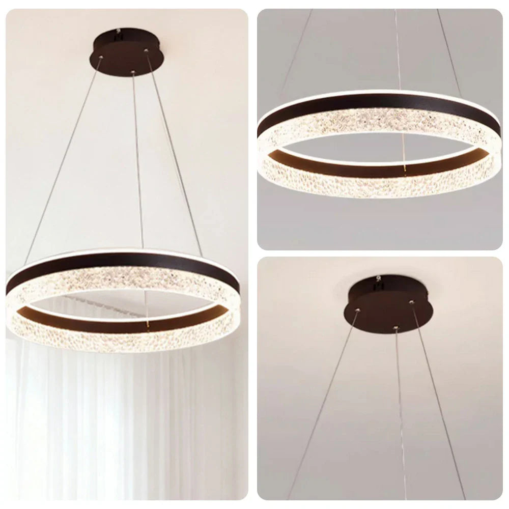 LIVARA 50/60cm Pendant Light Diamond Acrylic LED Ceiling Lamp Three-Color Dimmable Modern Design - 57W/68W Energy Efficient & Durable - Black