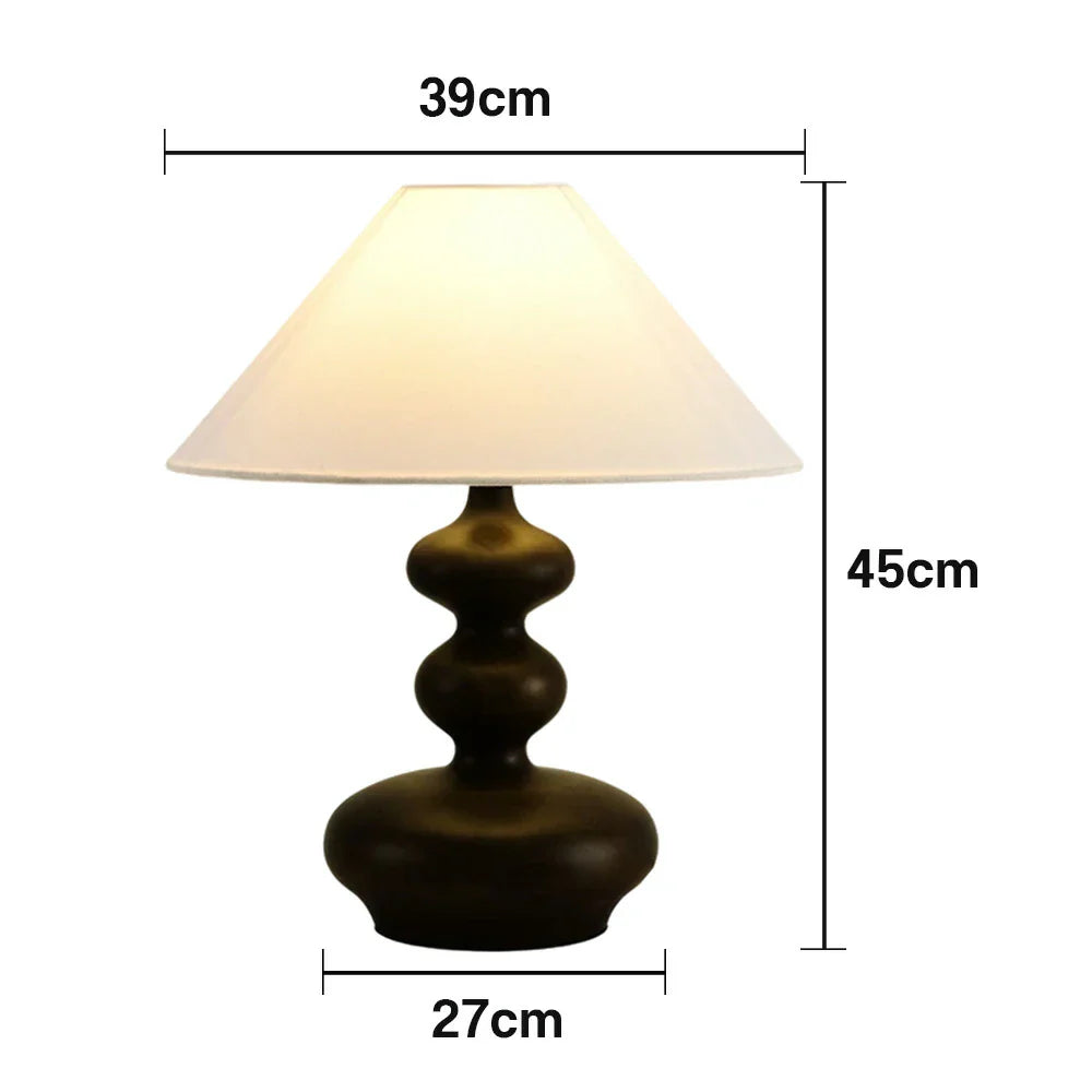 LIVARA 5W - Base Wood Solid & Shade Fabric Martin with Light Eye-Protection Dimmable Three-Color Lamp Table 39cm Black
