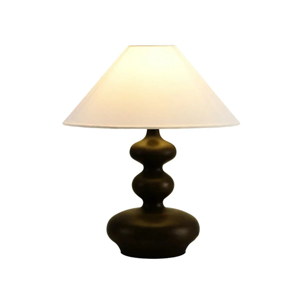 LIVARA 5W - Base Wood Solid & Shade Fabric Martin with Light Eye-Protection Dimmable Three-Color Lamp Table 39cm Black