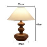 LIVARA 5W Walnut - Base Wood Solid & Shade Fabric Martin with Light Eye-Protection Dimmable Three-Color Lamp Table 39cm