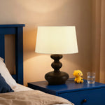 LIVARA 5W - Base Wood Solid & Shade Fabric Martin with Light Eye-Protection Dimmable Three-Color Lamp Table 38cm Black