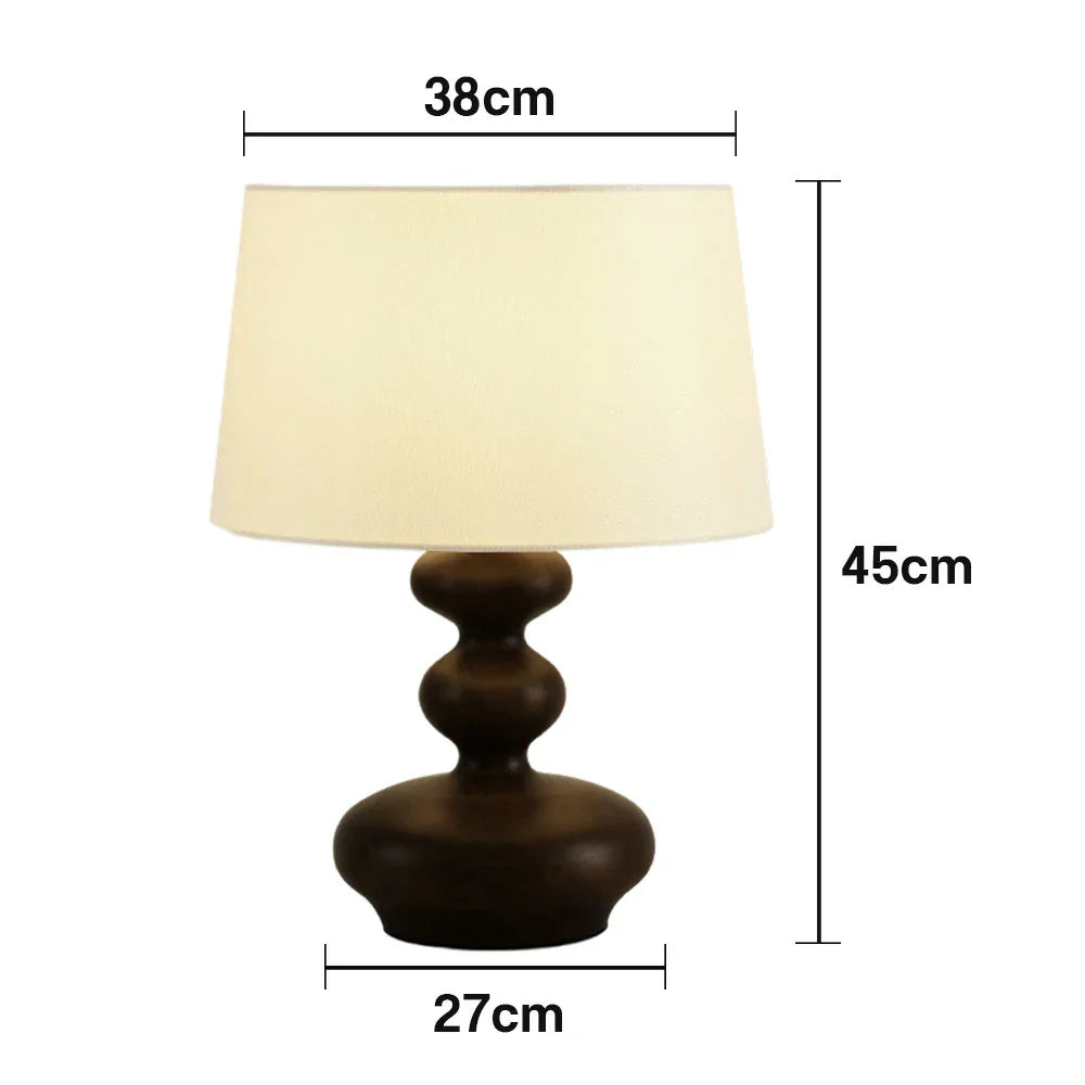 LIVARA 5W - Base Wood Solid & Shade Fabric Martin with Light Eye-Protection Dimmable Three-Color Lamp Table 38cm Black