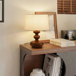 LIVARA 5W Walnut - Base Wood Solid & Shade Fabric Martin with Light Eye-Protection Dimmable Three-Color Lamp Table 38cm