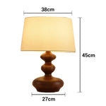 LIVARA 5W Walnut - Base Wood Solid & Shade Fabric Martin with Light Eye-Protection Dimmable Three-Color Lamp Table 38cm