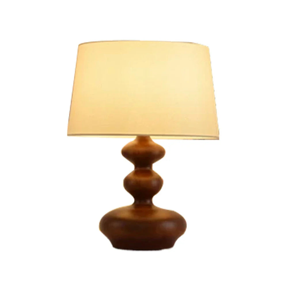 LIVARA 5W Walnut - Base Wood Solid & Shade Fabric Martin with Light Eye-Protection Dimmable Three-Color Lamp Table 38cm