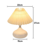 LIVARA 5W - Switch Button - Base Ceramic & Shade Fabric Pleated with Dimmable Three-Color Lamp Table White