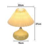 LIVARA 5W - Switch Button - Base Ceramic & Shade Fabric Pleated with Dimmable Three-Color Lamp Table Yellow