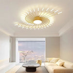 LIVARA 50W Gold - Fixture Acrylic & Iron Modern Light Neutral Heads Rotating 42+1 with Design Firework Light Ceiling LED