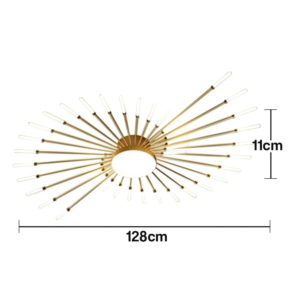 LIVARA 50W Gold - Fixture Acrylic & Iron Modern Light Neutral Heads Rotating 42+1 with Design Firework Light Ceiling LED