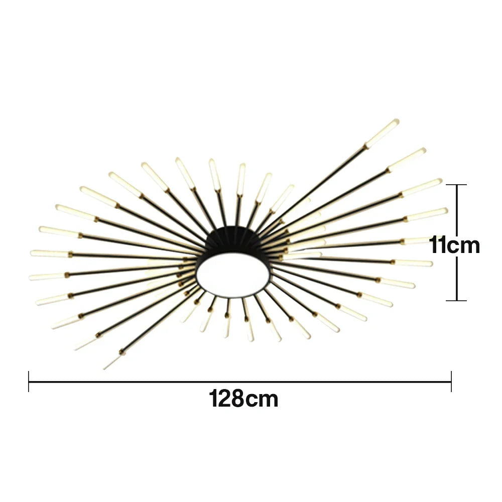 LIVARA 50W - Fixture Acrylic & Iron Modern Light Neutral Heads Rotating 42+1 with Design Firework Light Ceiling LED Black