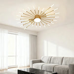 LIVARA 36W Gold - Fixture Acrylic & Iron Modern Light Neutral Heads Rotating 28+1 with Design Firework Light Ceiling LED