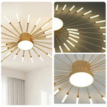 LIVARA 36W Gold - Fixture Acrylic & Iron Modern Light Neutral Heads Rotating 28+1 with Design Firework Light Ceiling LED