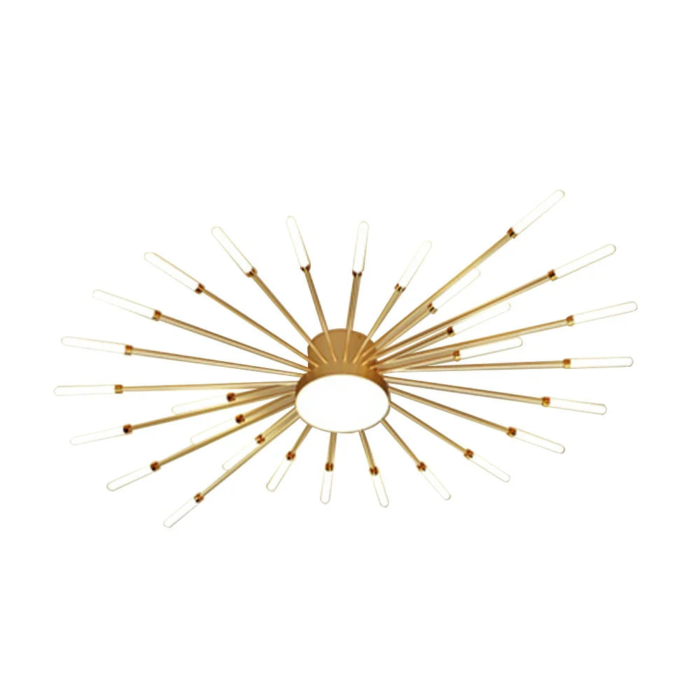 LIVARA 36W Gold - Fixture Acrylic & Iron Modern Light Neutral Heads Rotating 28+1 with Design Firework Light Ceiling LED