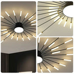 LIVARA 36W - Fixture Acrylic & Iron Modern Light Neutral Heads Rotating 28+1 with Design Firework Light Ceiling LED Black