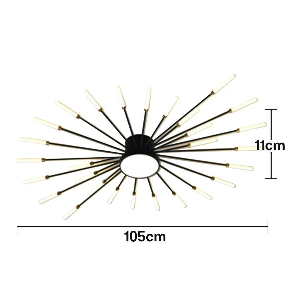 LIVARA 36W - Fixture Acrylic & Iron Modern Light Neutral Heads Rotating 28+1 with Design Firework Light Ceiling LED Black