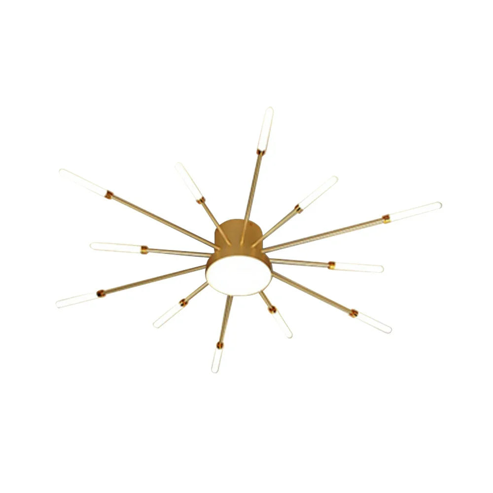 LIVARA 36W Gold - Fixture Acrylic & Iron Modern Light Neutral Heads Rotating 12+1 with Design Firework Sparkling Light Ceiling LED