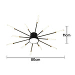LIVARA 36W - Fixture Acrylic & Iron Modern Light Neutral Heads Rotating 12+1 with Design Firework Sparkling Light Ceiling LED Black