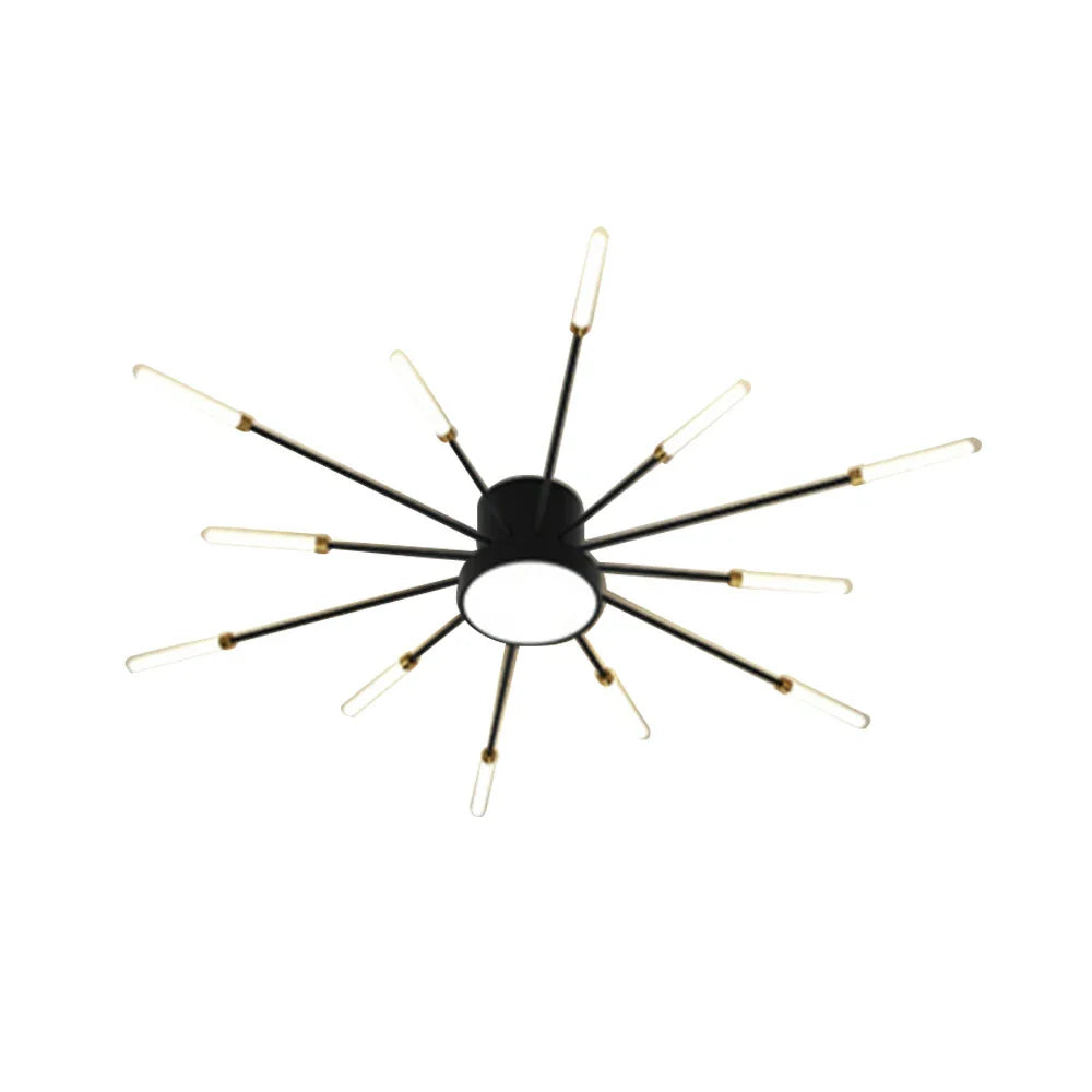 LIVARA 36W - Fixture Acrylic & Iron Modern Light Neutral Heads Rotating 12+1 with Design Firework Sparkling Light Ceiling LED Black