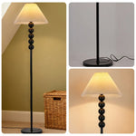 LIVARA 5W/7W/12W Three-Color Dimmable Floor Lamp with Full-Spectrum Eye-Protection Light, Fabric Shade, E27 Bulb & Black Iron Base - Yellow