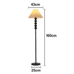 LIVARA 5W/7W/12W Three-Color Dimmable Floor Lamp with Full-Spectrum Eye-Protection Light, Fabric Shade, E27 Bulb & Black Iron Base - Yellow