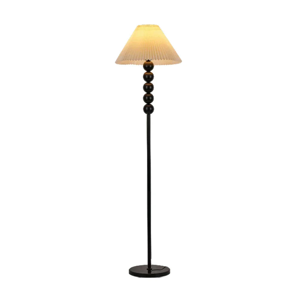 LIVARA 5W/7W/12W Three-Color Dimmable Floor Lamp with Full-Spectrum Eye-Protection Light, Fabric Shade, E27 Bulb & Black Iron Base - Yellow