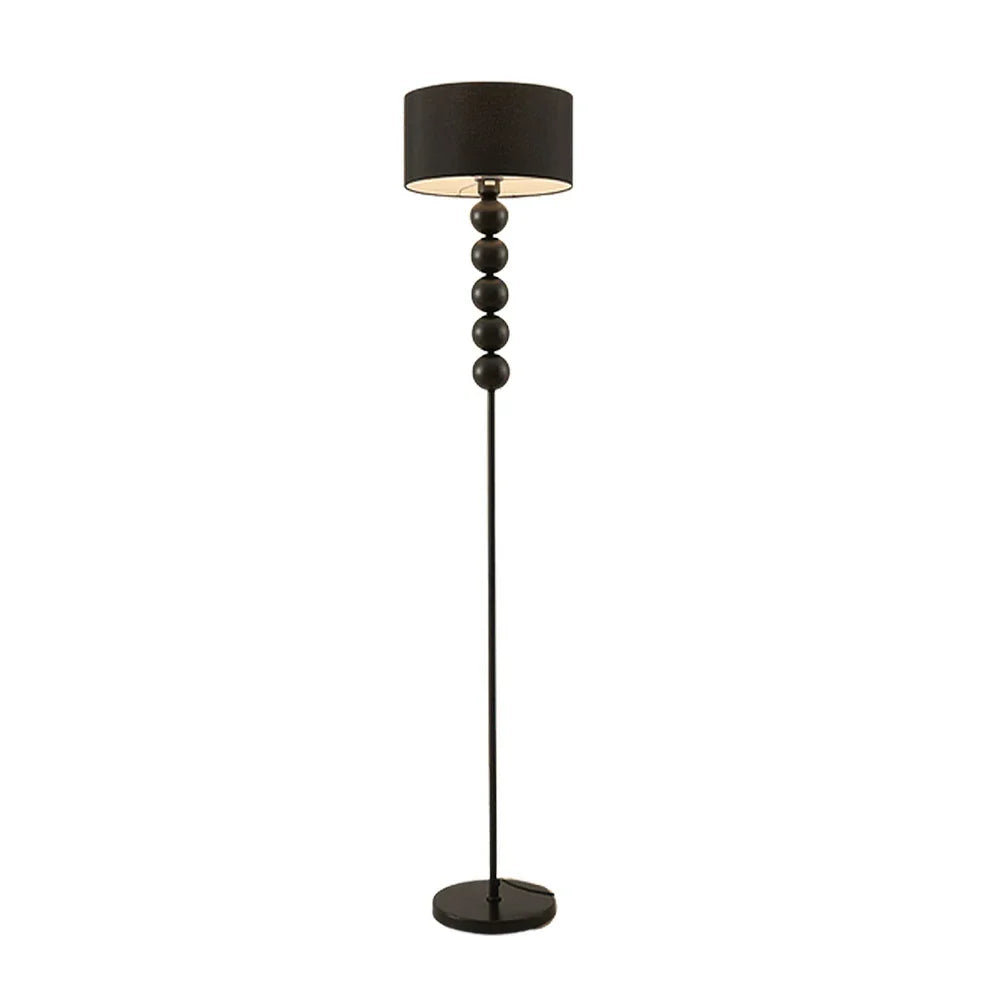 LIVARA 5W/7W/12W Three-Color Floor Lamp with Full-Spectrum Eye-Protection Light, Fabric Shade, Dimmable E27 Bulb & Black Iron Base - Black