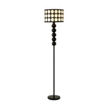 LIVARA 9W/12W Floor Lamp with Three-Color Dimmable Light, Polka Dot Fabric Shade & Modern Iron Base - Black