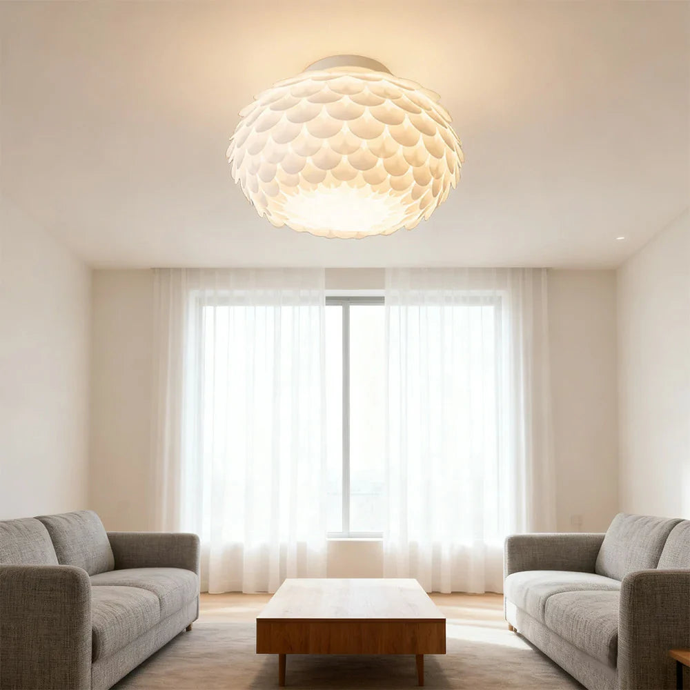 LIVARA 38/45cm Three-Color Dimmable LED Ceiling Light 9W Modern Flower Bud Design Flush Mount Lamp with Eye-Protection Soft Light - White