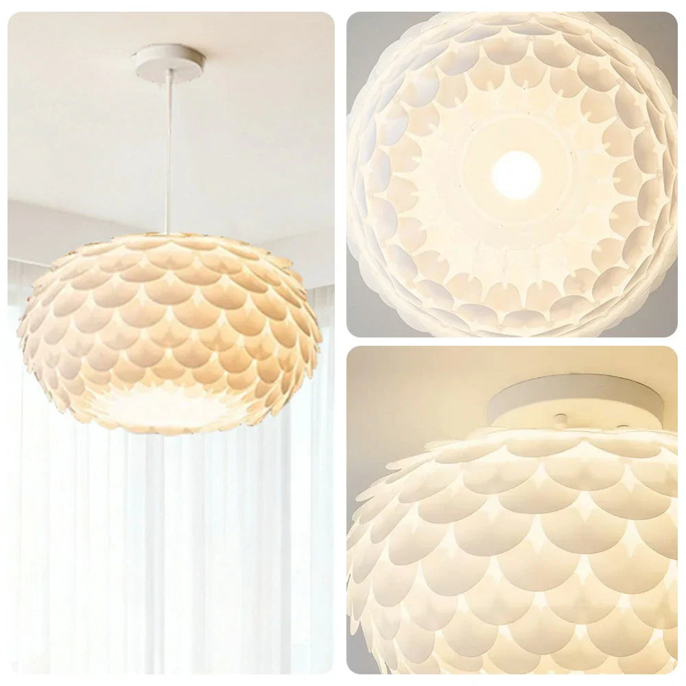 LIVARA 38/45cm Three-Color Dimmable LED Pendant Light 9W Modern Flower Bud Design Hanging Lamp with Eye-Protection Soft Light - White