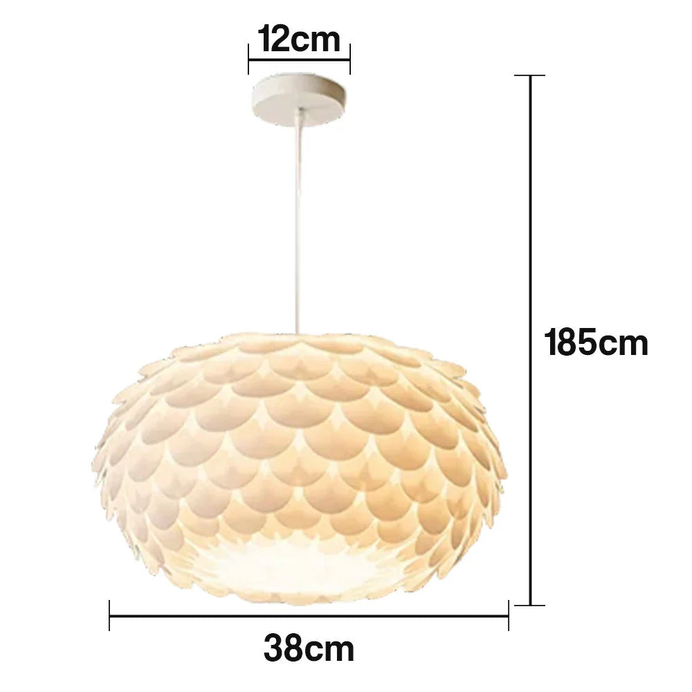 LIVARA 38/45cm Three-Color Dimmable LED Pendant Light 9W Modern Flower Bud Design Hanging Lamp with Eye-Protection Soft Light - White