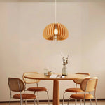 LIVARA 35/43/50cm 12W LED Pendant Light Three-Color Dimmable Ceiling Lamp with Natural Wood Shade & Eye-Protection Soft Light - Wood