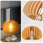 LIVARA 35/43/50cm 12W LED Pendant Light Three-Color Dimmable Ceiling Lamp with Natural Wood Shade & Eye-Protection Soft Light - Wood