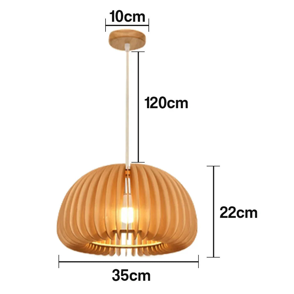LIVARA 35/43/50cm 12W LED Pendant Light Three-Color Dimmable Ceiling Lamp with Natural Wood Shade & Eye-Protection Soft Light - Wood