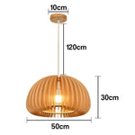 LIVARA 35/43/50cm 12W LED Pendant Light Three-Color Dimmable Ceiling Lamp with Natural Wood Shade & Eye-Protection Soft Light - Wood