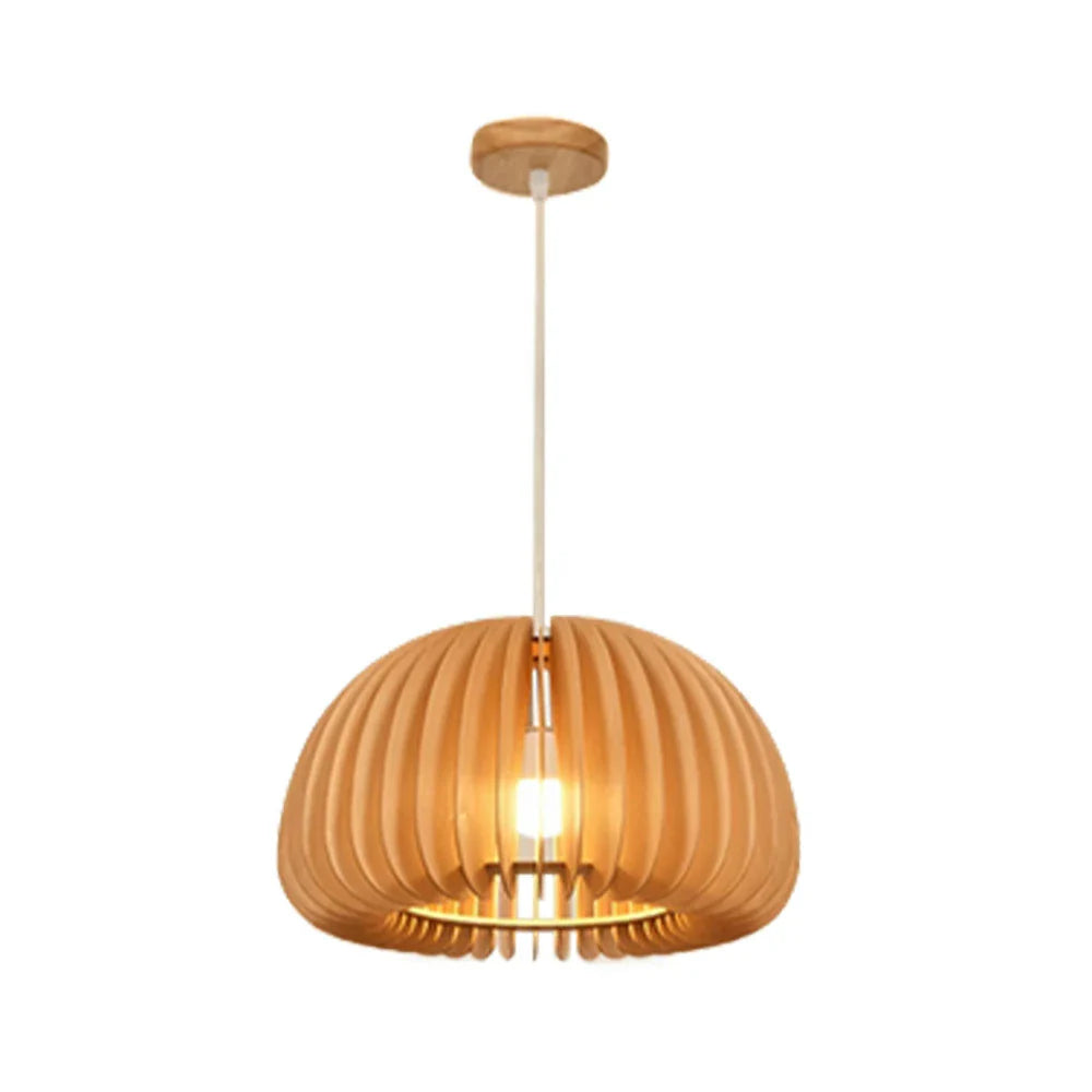 LIVARA 35/43/50cm 12W LED Pendant Light Three-Color Dimmable Ceiling Lamp with Natural Wood Shade & Eye-Protection Soft Light - Wood