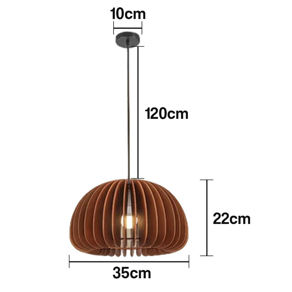 LIVARA 35/43/50cm 12W LED Pendant Light Three-Color Dimmable Ceiling Lamp with Natural Wood Shade & Eye-Protection Soft Light - Walnut