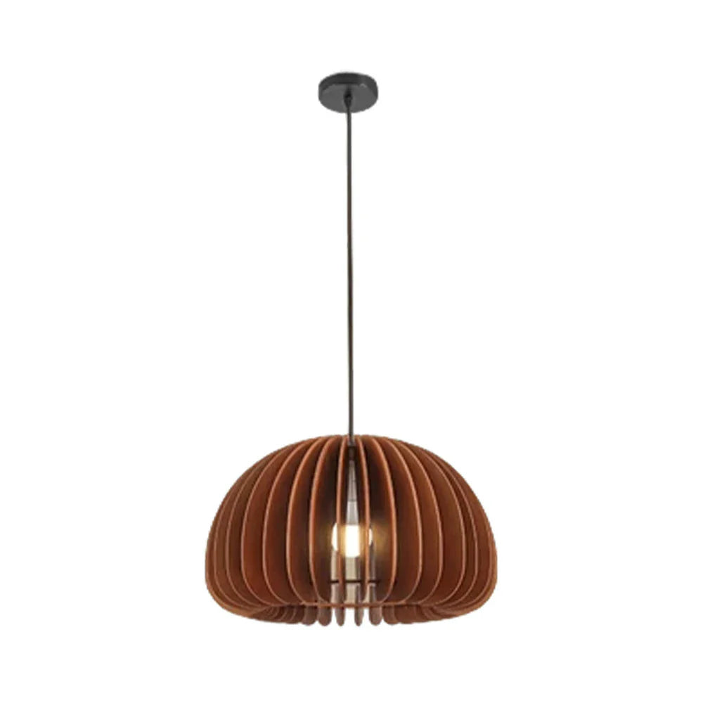 LIVARA 35/43/50cm 12W LED Pendant Light Three-Color Dimmable Ceiling Lamp with Natural Wood Shade & Eye-Protection Soft Light - Walnut