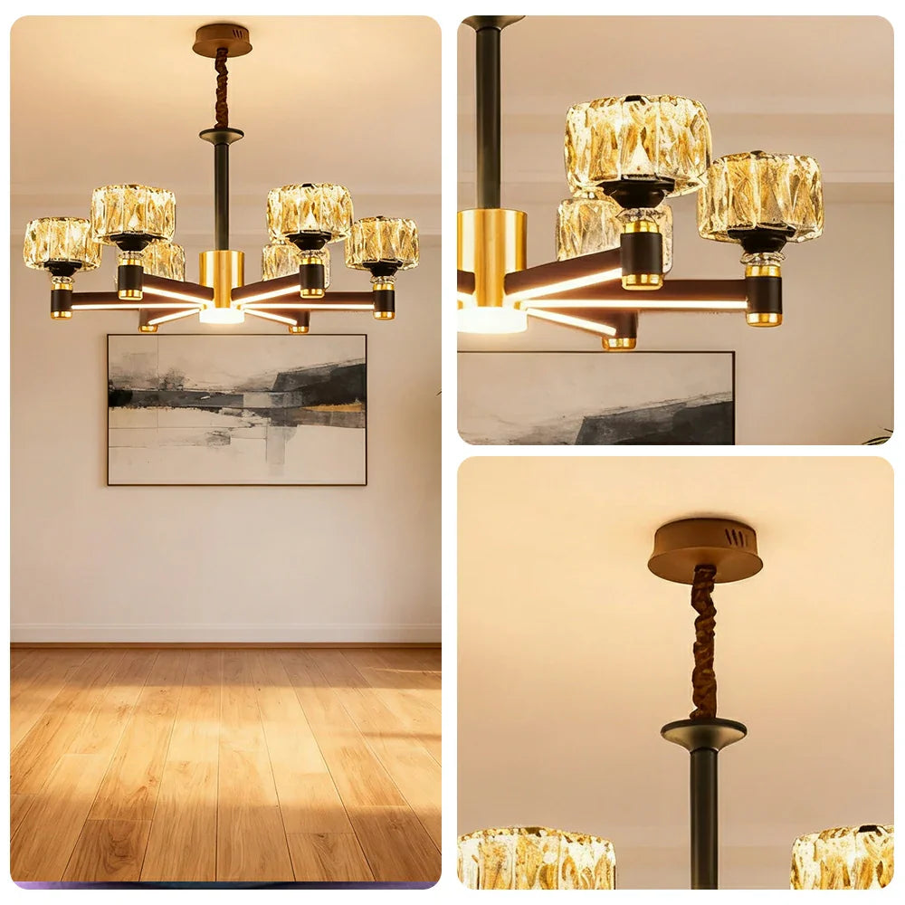 LIVARA 30W Illumination Bright Flicker-Free & LED Eye-Care Dimmable Three-Color Source, Light Dual with Light Pendant Crystal