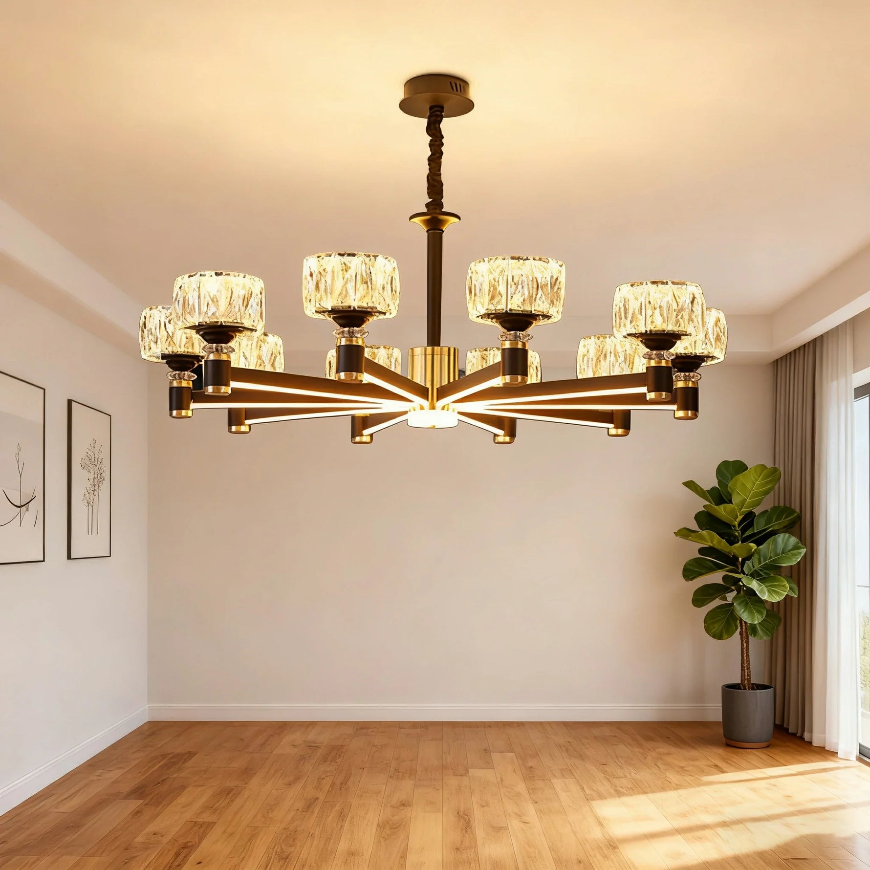 LIVARA 50W Illumination Bright Flicker-Free & LED Eye-Care Dimmable Three-Color Source, Light Dual with Light Pendant Crystal