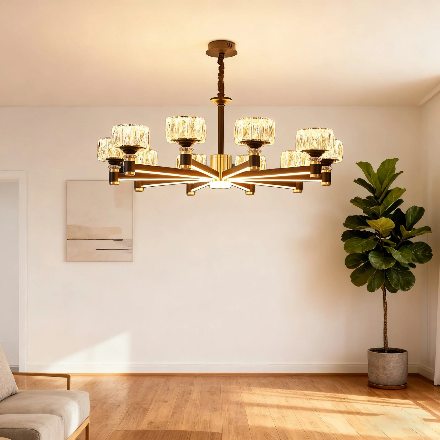 LIVARA 50W Illumination Bright Flicker-Free & LED Eye-Care Dimmable Three-Color Source, Light Dual with Light Pendant Crystal