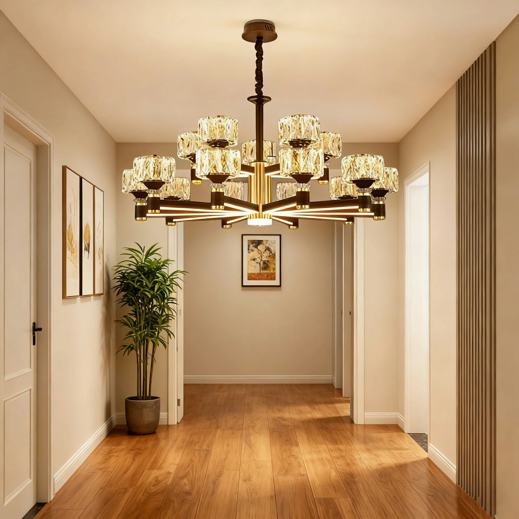 LIVARA 75W Illumination Bright Flicker-Free & LED Eye-Care Dimmable Three-Color Source, Light Dual with Light Pendant Crystal