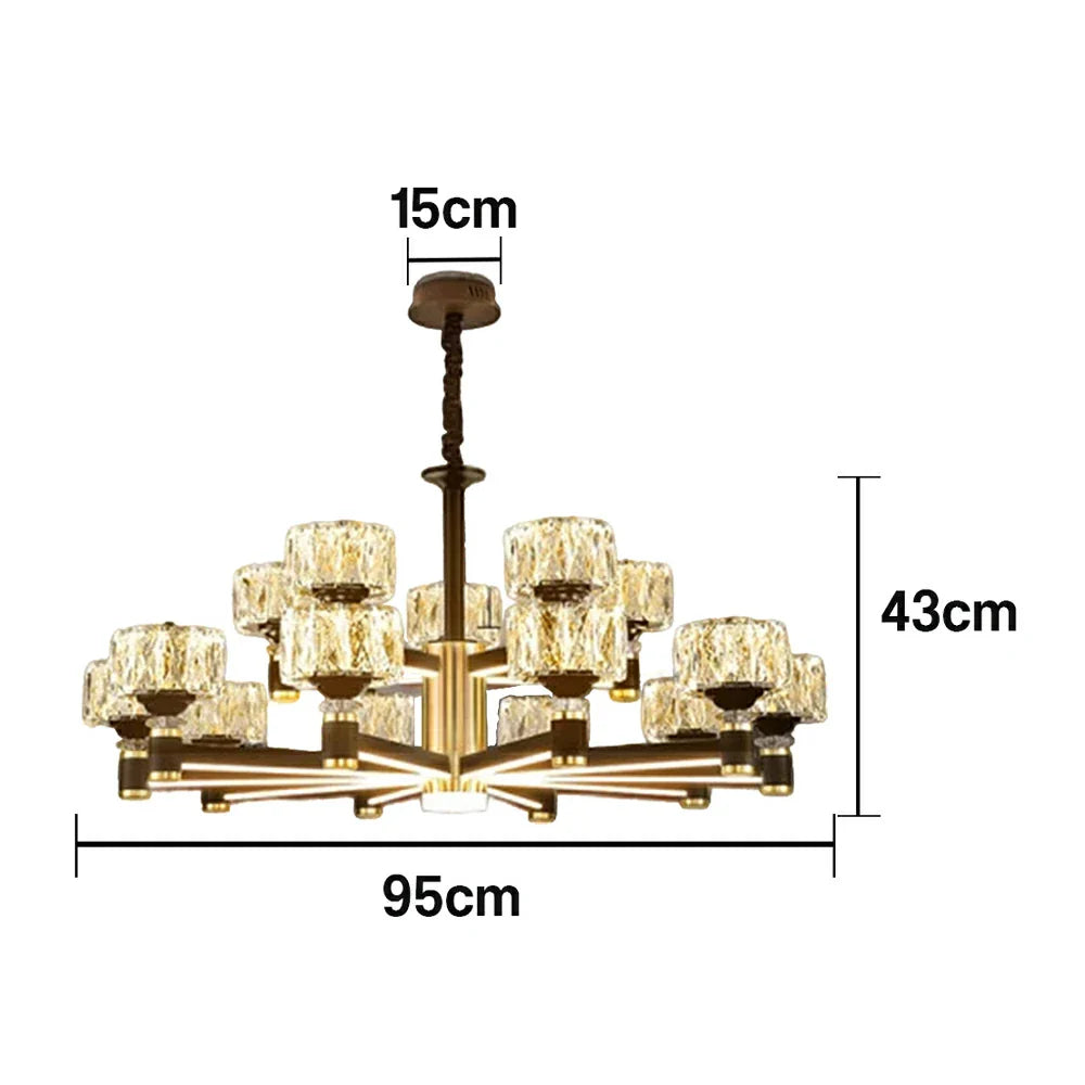 LIVARA 75W Illumination Bright Flicker-Free & LED Eye-Care Dimmable Three-Color Source, Light Dual with Light Pendant Crystal
