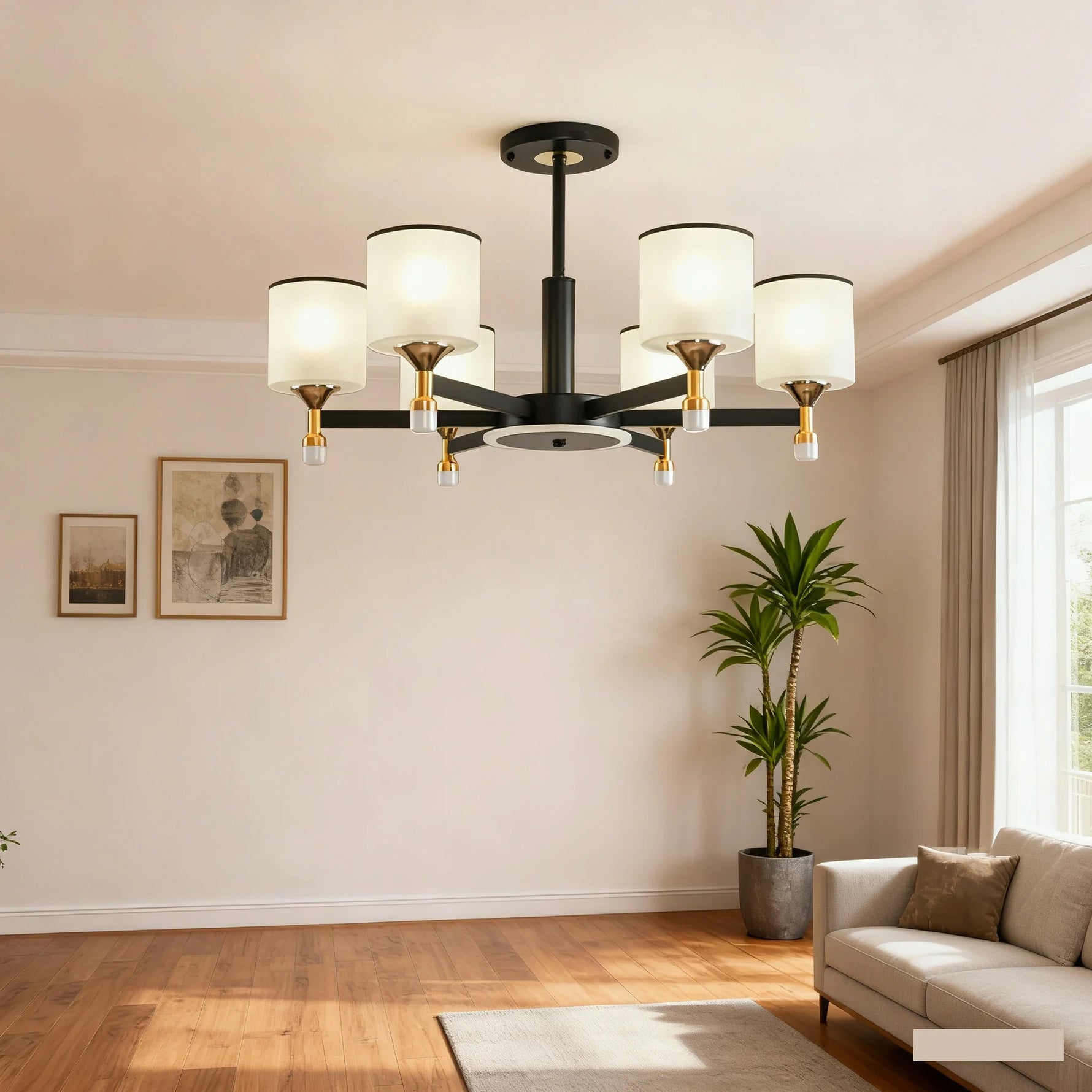 LIVARA 72W Design Eye-Comfort Flicker-Free & Source Light Dual LED, Three-Color Adjustable with Light Pendant Crystal