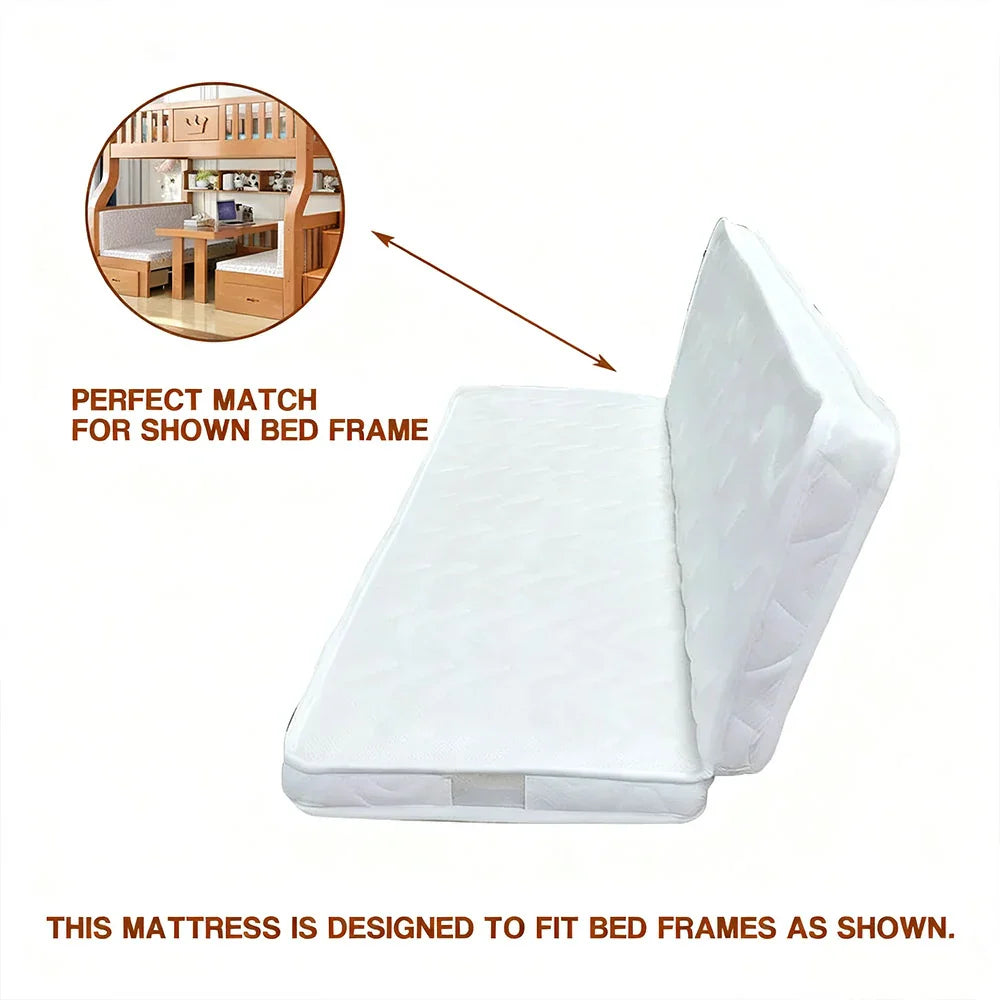 LIVARA Foldable Bunk 8cm Fibre, Design, - Coconut Lightweight 3D Cushion Latex Multi-Layer Easy Fabric, Breathable Bed Mattress Safety-Edge Storage