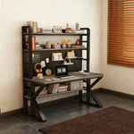 LIVARA Office Black and Space-Saving 2-in-1 Pegboard Design, Panels, Storage - Desk 100/120/140cm, Frame, Steel Thick Grey